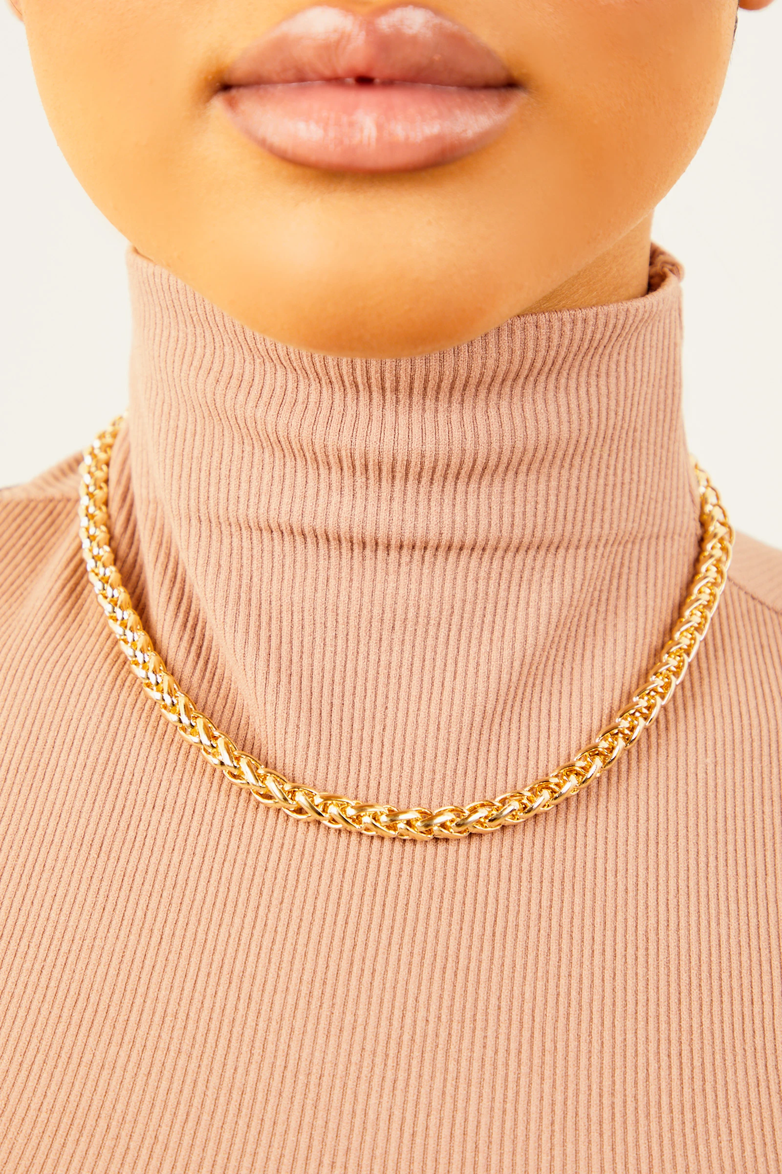 Gold Rope Solid Chain Necklace